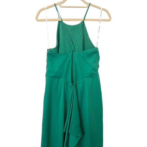 HALSTON HERITAGE Ruched Satin Chiffon Column Gown‎ in Green Sz 8 - Picture 3 of 6